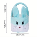 Blue plush Easter bunny gift bag with 20cm width and 15cm handle height specifications - Blue