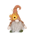 Détail d'un gnome d'automne avec chapeau à chevrons, tournesol et feuilles d'érable - Style Homme