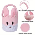 Detail view of the plush Easter bunny basket showing reinforced handle and large interior - Pink