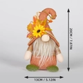 Dimensions détaillées du nain d'automne avec feuille d'érable et décoration tournesol - Style Masculin (Longue Barbe)