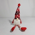 Gnome de Noël lumineux avec chapeau rouge à flocons et longues jambes rayées - Rouge