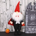 Gnome d'Halloween vampire en peluche avec chapeau pointu rouge et cape décorative - Gnome Vampire (Chapeau Rouge)