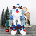 Gnomo di Natale a strisce blu con corna di renna per decorazione della tavola festiva - Blu
