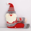 Detailed view of plush Santa Claus curtain buckle with red and grey knitted fabric textures - Santa Shape