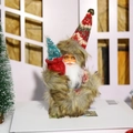 Klassiek Kerstman figuur in bontjas met gebreide muts voor kerstversieringen - Klein