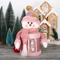 Pot à bonbons bonhomme de neige rose avec paillettes et chapeau en peluche de Noël - Style Bonhomme de Neige (0193-2)