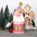 Détail de la boîte cadeau Père Noël rose à paillettes avec fourrure et ceinture dorée - Style Père Noël (0193-1)