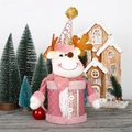 Vue détaillée d'un bocal à bonbons renne rose avec paillettes pour décoration de Noël - Style Renne (0193-3)