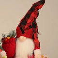 Gnomo di Natale luminoso con cappello a quadri rossi e neri e borsa regalo deco - Plaid Rosso Luminoso
