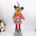 Renna di Natale in peluche con gambe telescopiche e bastoncini da sci per decori festivi - Cervo
