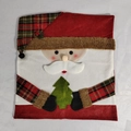 Christmas chair cover featuring a Santa Claus design with red and green plaid hat - Santa Claus Style