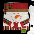 Christmas snowman chair cover with 3D carrot nose and festive red plaid hat - Snowman Style