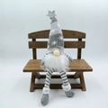 Gnomo di Natale peluche con cappello a fiocco di neve, barba bianca e gambe a strisce - Luminoso Gambe Lunghe Grigio