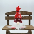 Gnomo di Natale in peluche con cappello rosso a fiocchi di neve e stella su panca - Luminoso Gambe Corte Rosso