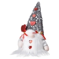 Detailed view of sequined dwarf hat and white plush beard for Valentine's day decoration - Gray