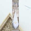 Detail of a plush Christmas gnome ornament with white knit hat and fluffy beard - White Gray Style (B)