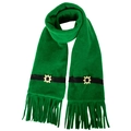 Bufanda verde de San Patricio con hebillas doradas festivas y flecos suaves - Verde