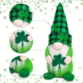 Dettagli dello gnomo di San Patrizio con trifoglio verde e trama del cappello a quadri - Verde (Stile Cappello a Quadri)