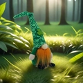 Detailaufnahme der St. Patrick's Day Zwergfigur mit Kleeblatt-Hut im Waldgarten - Grünes Blatt Männlicher Zwerg