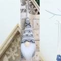 Detail of Christmas gnome ornament with grey knitted snowflake hat and plush white beard - Gray White Snowflake (Style L)