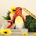 Handmade ladybug gnome plush with red polka dot hat and sunflowers decoration - Orange Dotted Hat