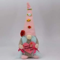 Handmade Mother's Day gnome plush with long pink hat and Happy Mother's Day heart - Female Style