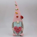 Pink Mother's Day gnome plush with I Love You Mom heart and blue beard ornament - Male Style
