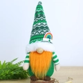 St. Patrick's Day gnome with green knit hat, orange beard and clover festive decoration - Rainbow Knit Hat Boy Gnome