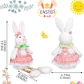 Detailansicht eines Osterhasen mit langen Holzperlenbeinen und rosa kariertem Trägerkleid - Weiblicher Stil (Rosa Karrierte Schleife/Spitzenrock)