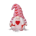 Poupée de gnome de la Saint-Valentin avec chapeau à cœurs roses et longues tresses blanches - Style Cœur
