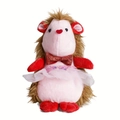 Detail of pink plush hedgehog doll with red heart nose, sequin bow, and ballet tutu dress - Dress Style