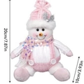 Pupazzo di neve rosa seduto con dimensioni di 20 cm di altezza e 10 cm di larghezza - Pupazzo di neve