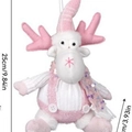 Dettaglio delle dimensioni della renna rosa di 25cm in peluche con maglia e paillettes - Cervo
