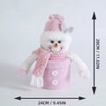 Rosa Schneemann Geschenkkarton mit Strickmütze und Pailletten, 28cm hoch und 24cm breit - Schneemann