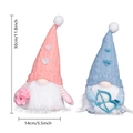 Pair of lighted Valentine Gnomes with Cupid bow and rose, 11.8 inch plush holiday decor - Pink Hat
