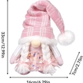 Detailed view of pink gnome with sequin dress and braided pigtails including dimensions - Sequin Skirt Braids Style / Pink