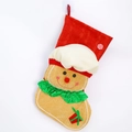 Calcetín navideño de hombre de jengibre con puño rojo y lazo de lentejuelas verdes - Calcetín Jengibre Gorro Chef