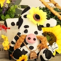Nain en peluche motif vache avec tournesol et décor lait pour jardin rustique - Poupée à Tresses / Style Femme