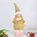 Detail of Christmas angel doll with gold sequins and soft faux fur trimmings - Yellow Doll