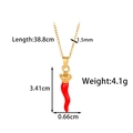 Collier en acier inoxydable doré avec pendentif corne en émail rouge et couronne - Collier Piment Couronne (SNK-011)