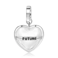 Original S925 Sterling Silber Herzanhänger mit Einlage und FUTURE Gravur für Ketten - S925 Sterlingsilber Herz (FUTURE)