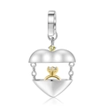 Ciondolo a cuore in argento S925 apribile con anello dorato, regalo di San Valentino - Ciondolo Medaglione Cuore Anello Proposta (Y2K006)