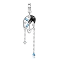 Creative S925 sterling silver melting clock pendant with blue gemstones and Yin Yang design - Melting Clock Tassel Style (Y2K009) / 925 Sterling Silver