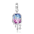 Collana Y2K in argento S925 con pendente in metallo liquido e gemma blu-magenta - Ciondolo a Cubo Sfumato Fluido Lava (Y2K102)