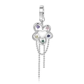 S925 sterling silver Y2K flower pendant with colorful stones and beaded chain tassels - Flower Tassel Style (Y2K019) / S925 Pure Silver Specification