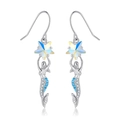 Pendientes de sirena en plata S925 con cristal de estrella y circonita azul - Estilo de Gancho de Oreja Sirena Estrella (ODPED0005) / Plata 925