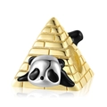 Creative panda pyramid charm in S925 sterling silver with 14K gold plating for DIY jewelry - Panda Pyramid Style (PC1586) / 925 Sterling Silver