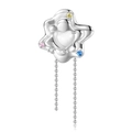 Detail van een Y2K zilveren sterhanger met hartvormige zirkoon en gekleurde stenen - Vloeiende Golf Hart Hanger (Y2K013) (Alleen Hanger (Zonder Ketting))