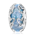 S925 Sterling Silver Blue Murano Glass Charm with Hollow Butterfly Design for Bracelet - 925 Sterling Silver / Blue Butterfly Style (PH0054)