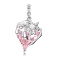 Detail van de S925 zilveren hartketting met roze zirkoon en gesmolten sneeuwvlokje - Hart Hanger Zonder Ketting / 925 zilver